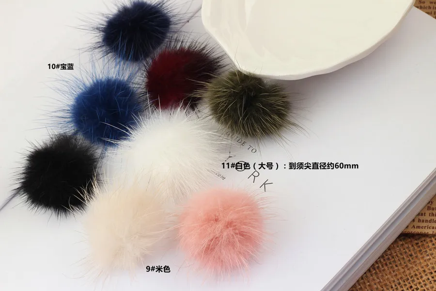 Ritoule Handmade earrings made ornaments Hair Barrette material 50mm mink fur ball DIY hairpin headdress flower accessories