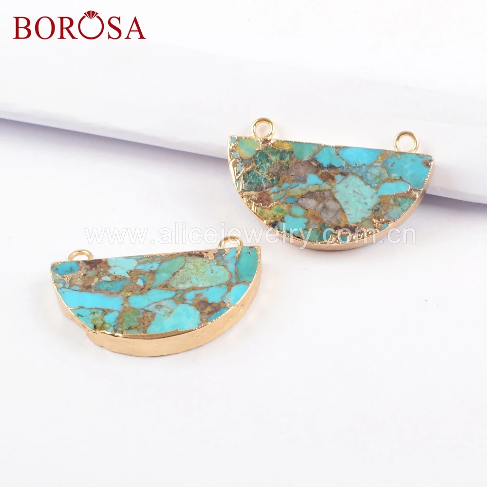 BOROSA 5 шт. полукруглой формы Медь натуральная бирюза золото и серебро цвет Drusy