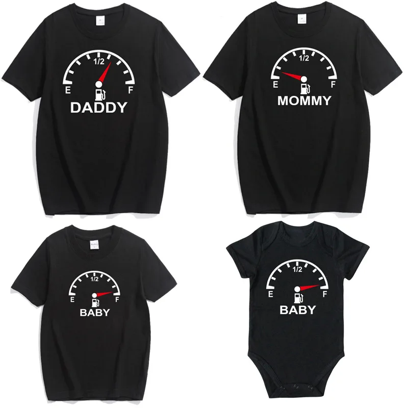 

YorkZaler Family Matching Clothes Print DADDY MOMMY BABY Short Sleeve T-shirt Family Look Mother Daughter Son Outfits