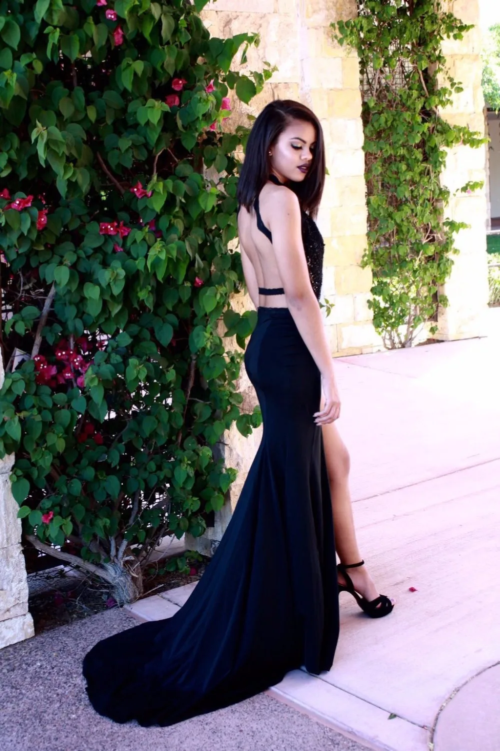 2016-Sexy-Long-Black-Mermaid-Evening-Dress-High-Neck-Sleeveless-Party-Prom-Dresses-robe-de-soiree
