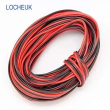 22AWG UL-1007 2pin удлинитель ПВХ изолированный Луженая Медь мягкий провод для электрического светодиодный DIY украшения 5 м красный+ 5 м черный