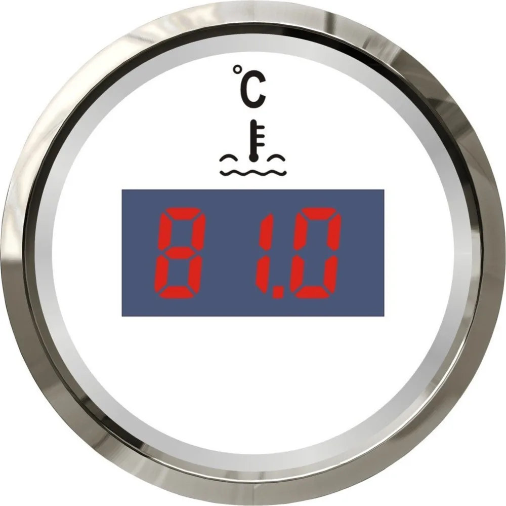 

1pc digital water temp indicator water temp gauge 12v/24v suitable for boat automobile with sensor white color