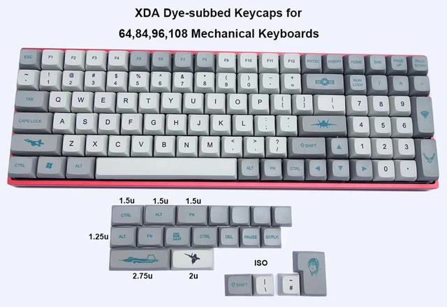 Several Types of F-22 XDA PBT Dye-Subbed Keycaps ANSI ISO for Cherry MX  Switches