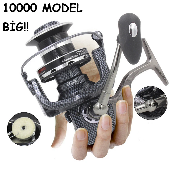

10000 Size 12+1 Ball Bearings Feeder Metal Fishing Reel Carp Big Trolling Fishing Reels Carretilha de pesca molinete Shimano