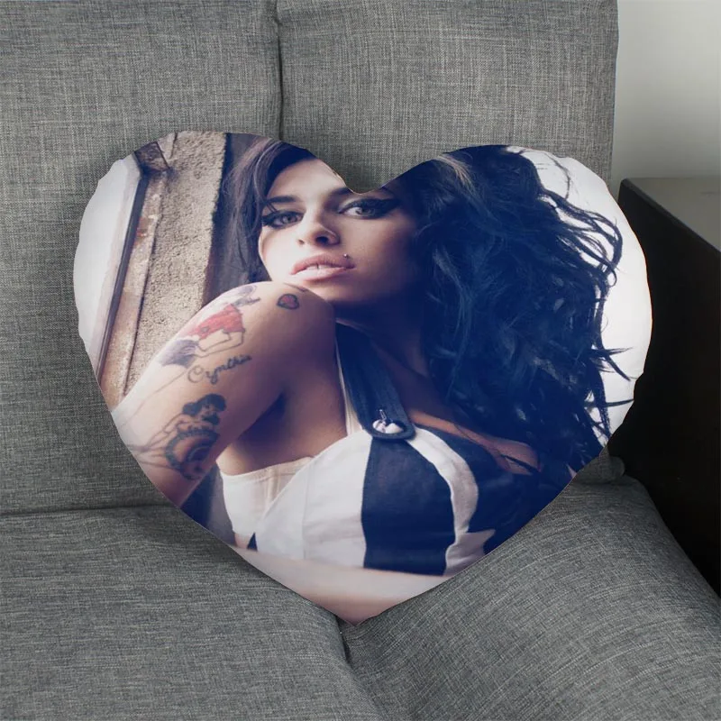 Pillowcase Свежеприбывшие розетки из современного Наволочка на молнии крышка Эми Уайнхаус подушка в форме сердечка крышка размер 41 x36cm, 47x42 см - Цвет: Pillowcase