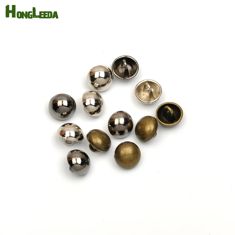 

100pcs pack 10mm metal alloy coat sewing buttons dome mashroom shank buttons silver/black/bronze free shipping SF-027