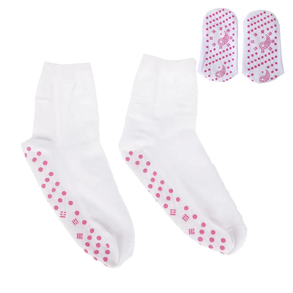 Для женщин и мужчин турмалиновые Самонагревающиеся Носки 4 цвета помогают теплым холодным ногам комфорт горячий - Цвет: Белый