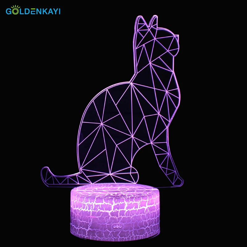 3D Cartoon Cat LED Originality USB Night Lights Atmosphere Visual Table Lamp Colorful LED Light Cartoon Decor Lamp Gift