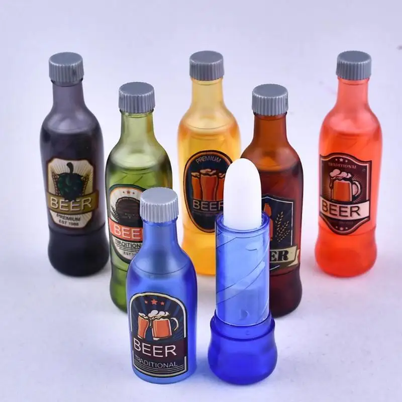 

1Pcs Sweet Cute Beer Shape Beauty Fruit Flavour Colorless Lip Balm Moisturizer Nourishing Lipstick Brand Makeup Lip Smacker