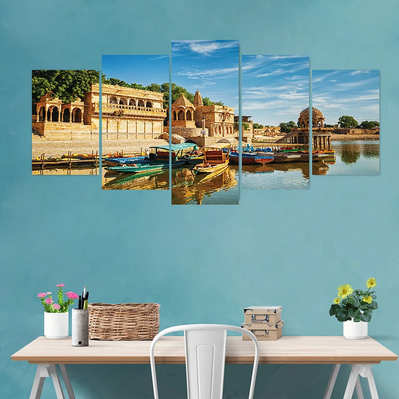 حار 5 قطعة/المجموعة 3D حية تأثير مدينة جميلة المناظر الطبيعية الجدار ملصق صور مطبوعة للحوائط المشارك جدارية المعيشة غرفة نوم ديكور المنزل