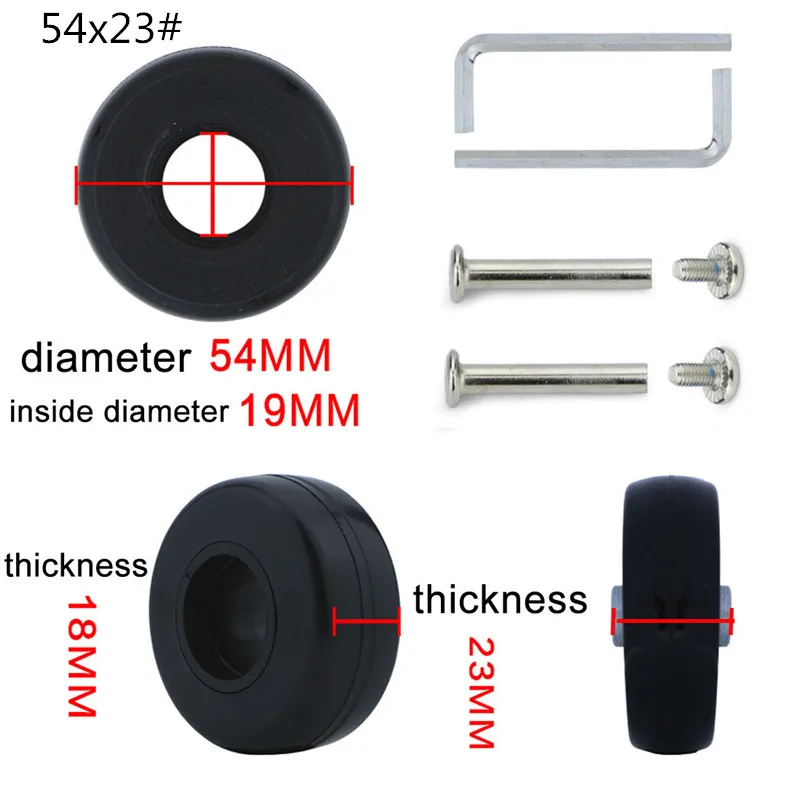 1 шт. Новые запасные колеса для багажа, запчасти для чемодана, 360 Спиннер, вертикально бесшумный, высокое качество, чемоданы для путешествий, Черное колесо - Цвет: 54x23