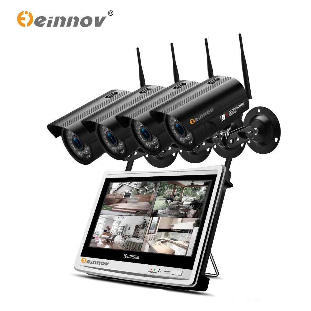 Einnov 12inch LCD Monitor 4CH HD 1080P 2MP Wireless Wifi CCTV Security Camera System Vedio Surveillance NVR Kit IP IR Camera Einnov 12inch LCD Monitor 4CH HD 1080P 2MP Wireless Wifi CCTV Security Camera System Vedio Surveillance NVR Kit IP IR Camera