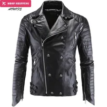 Mode herren winter leder jacken jacke koreanischen stilvollen slim fit mäntel männer moto schädel wildleder jacke für männer, m-5xl, pa2