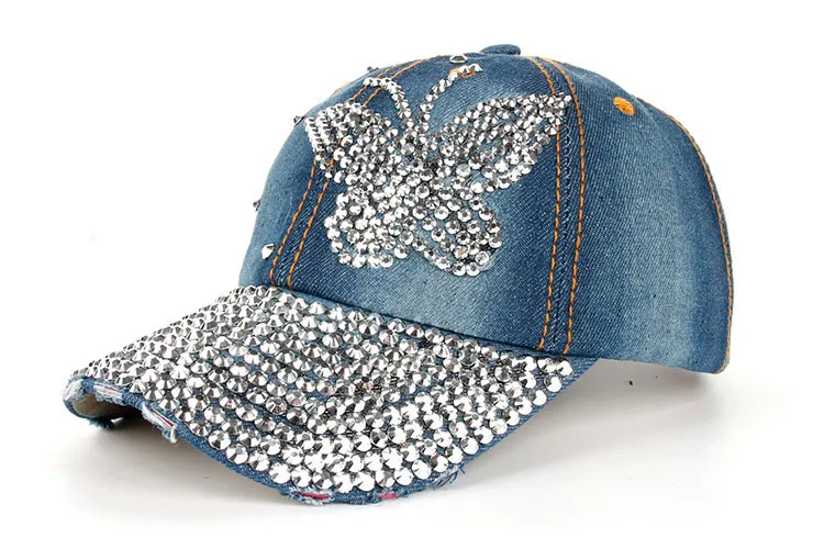 Высокое качество JoyMay шляпа Кепки; модная обувь для отдыха; Кепка с полосами Стразы джинсовая кепка с аппликацией «бабочка» Кепки из хлопка Бейсбол Кепки B216