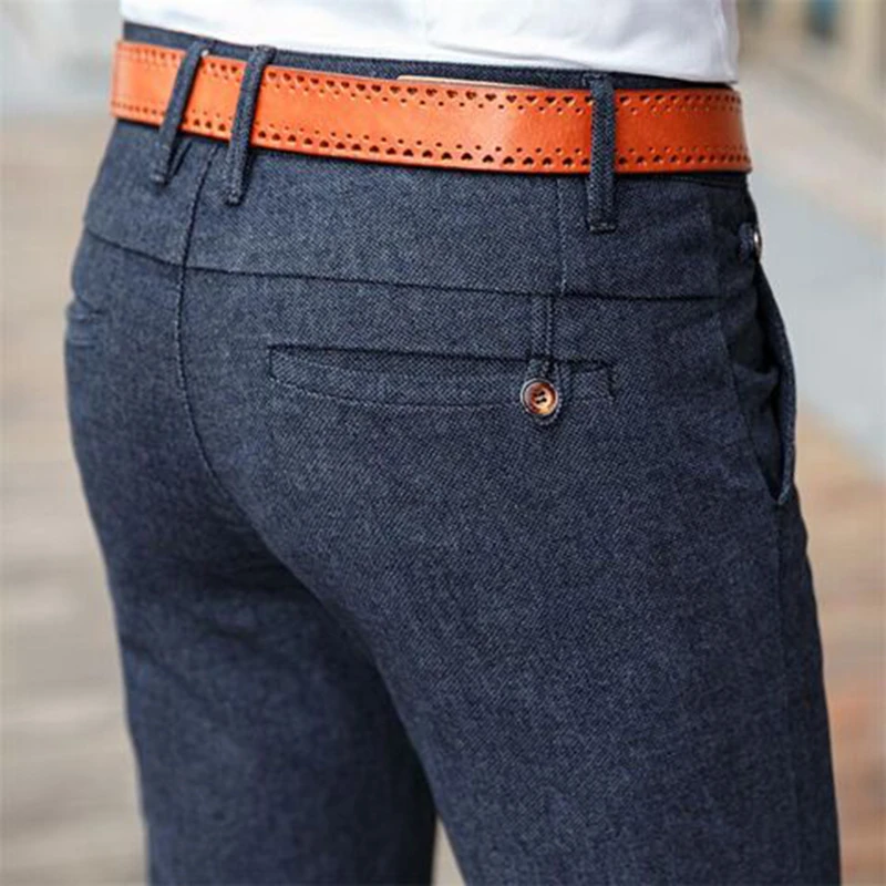

Size 28-38 2019 New Men Fashion Casual Pants Slim Stretch Cotton Long Straight Pants Men Formal Work Trousers High Quality