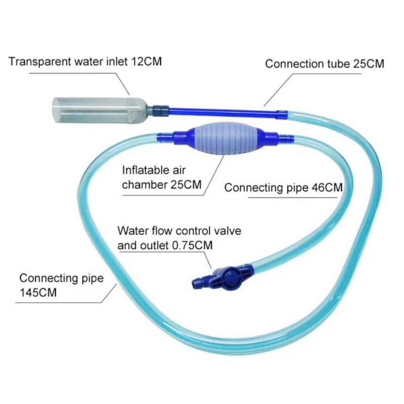 Аквариумный ручной очиститель инструмент сифон гравий всасывающая труба фильтр аквариум вакуумный насос для замены воды Инструменты аквариумные аксессуары - Цвет: Blue 2.5M