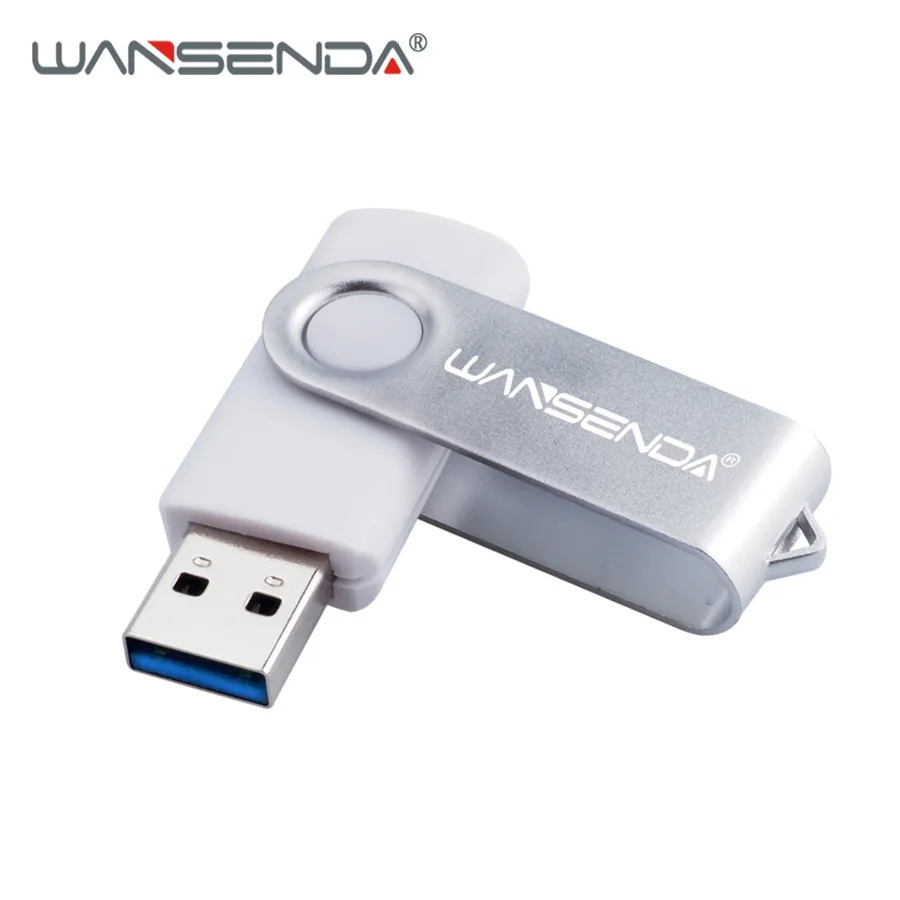 WANSENDA, вращающийся USB флеш-накопитель, 4 ГБ, 8 ГБ, 16 ГБ, 32 ГБ, 64 ГБ, 128 ГБ, 256 ГБ, высокоскоростной Usb накопитель, 3. 0, флеш-накопитель, флешка - Цвет: Белый