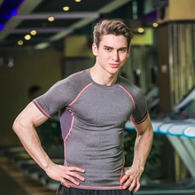 Новая мужская футболка с коротким рукавом для фитнеса, баскетбола, бега, спортивные футболки для мужчин, термо-мышечный спортзал, бодибилдинг компрессия Набор спортивного трико