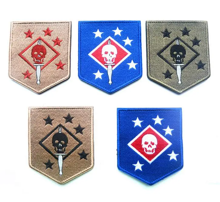 New Airsoft USMC BDU Patch Arm-Badge Skeleton With Hook Back MC