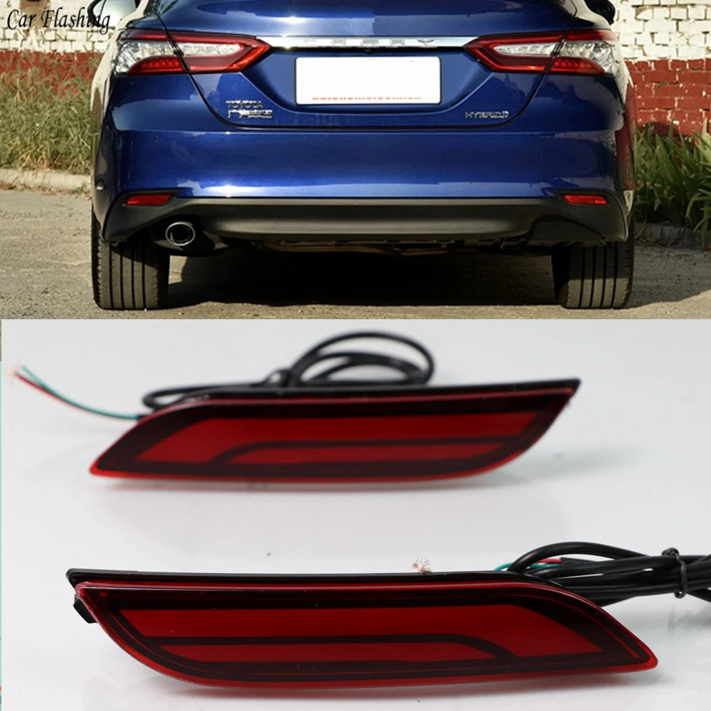 

Car Flashing 2Pcs Car Tail Light LED Rear Fog Lamp Bumper Light Brake Light Reflector For Toyota Camry 2018 2019 Multi-functions