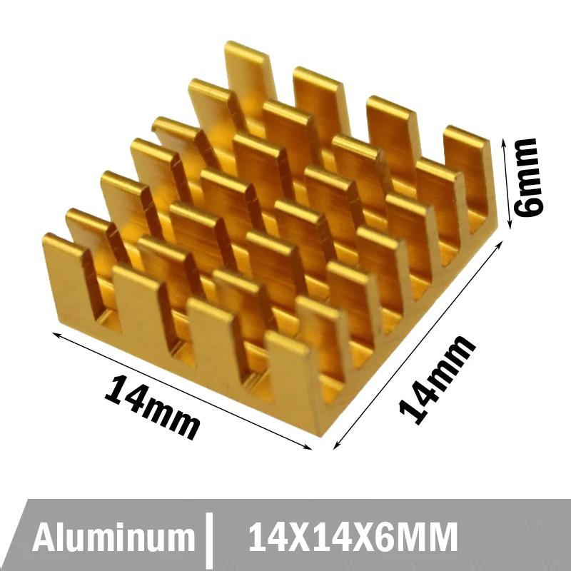 100Pcs 14x14x6mm Golden Broken groove Aluminum Heat Sink Radiator Heatsink for CPU GPU Electronic Chipset heat dissipation | Компьютеры и