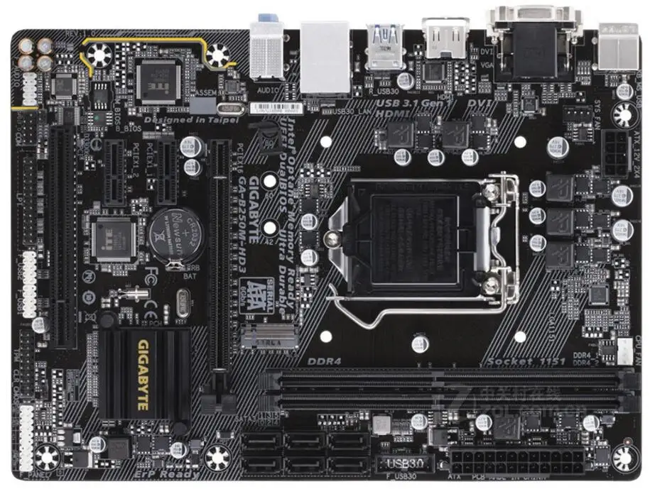 Для Gigabyte GA-B250M-HD3 Original использовали материнскую плату B250M-HD3 B250 разъем LGA 1151 DDR4 USB3.0 SATA3 PCI-E3.0