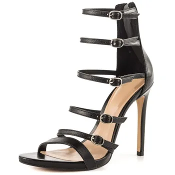 THEMOST New Fashion 2017 Women High heels GLadiator Sandals Big size 33-43 Summer Buckle Europen Woman shoes Roman shoes Zipper