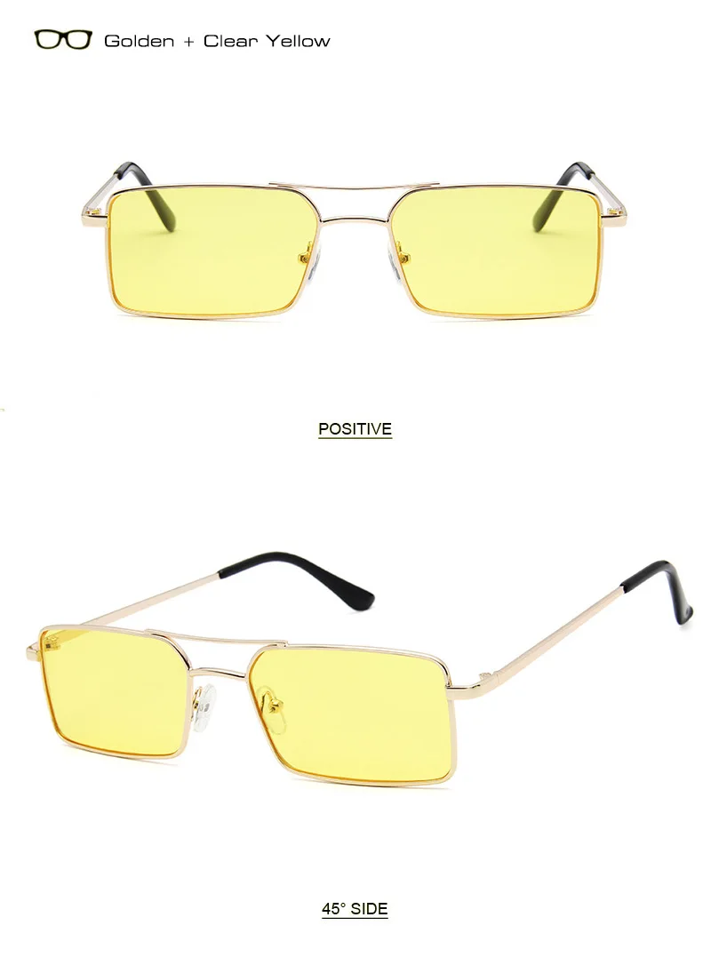 SHAUNA ретро маленькие прямоугольные Солнцезащитные очки женские красные Двойные мосты Модные металлические очки оправа оранжевые желтые оттенки мужские