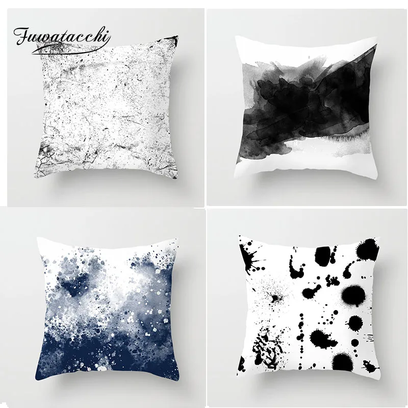 

Fuwatacchi Chinese Style Ink Painting Cushion Cover Gradient Mountain Cactus Plant Drop Pillow Cover Home Decoration Accessories