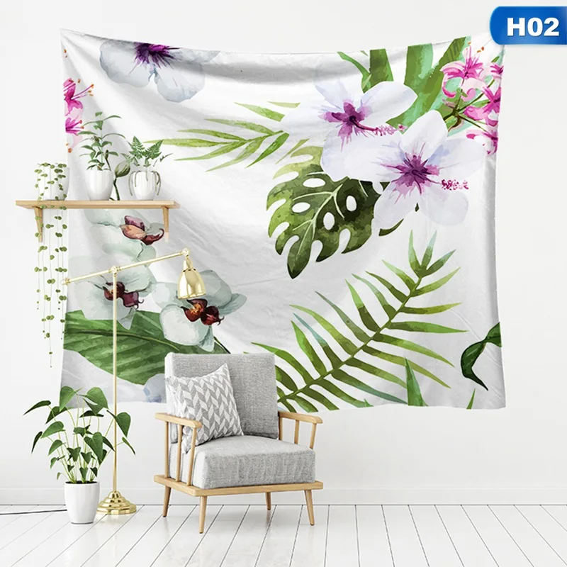 Summer Square Beach Towel Flamingo Green Leaf Flower Printed Tapestry Picnic Throw Microfiber Towel Bohemia Home Decor Mats
