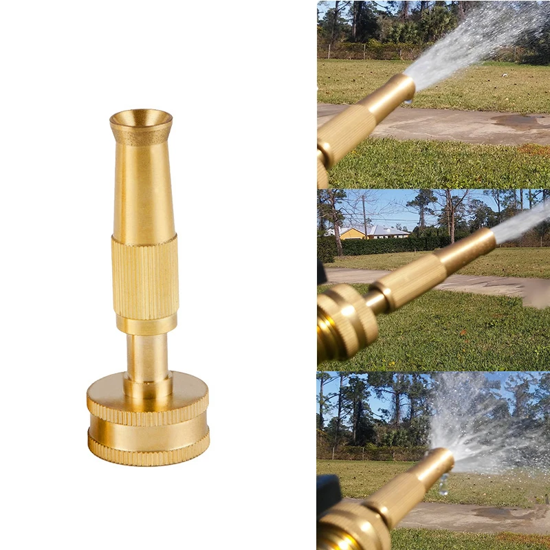 4" Gold High Pressure Hose Spray Gun Brass Head Garden Water Hose