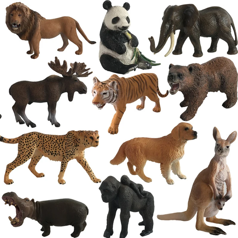 

Hot Animal Model Action Figures Zoo Park Simulation Tiger Lion Panada Kangaroo Models For Kids Learning Educational Toy Gift #H