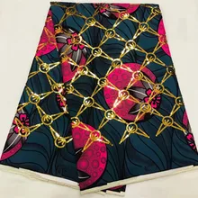 Горячая красивая африканская ткань с золотыми блестками африканская восковая печать Ткань 6 ярдов Хлопок Анкара ткань для платья LJ-P1