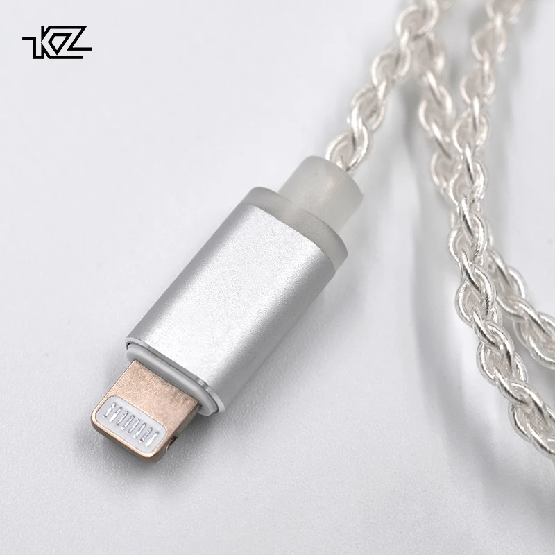 AK KZ Lighting Dock Cable 2Pin/MMCX Connector Plated Silver Cable Use For SE846 KZ ZS4/ZS6/ZSA/ED16 ZSN/ZST/ES4/ZS10/AS10/BA10