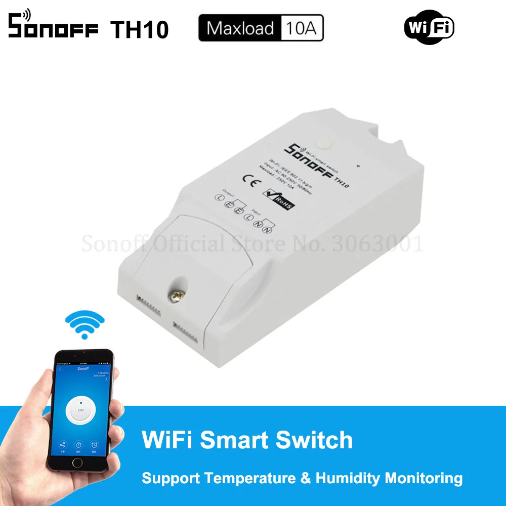 Sonoff TH10 10A Wifi умный переключатель модуль беспроводной Alexa вспомогательный датчик