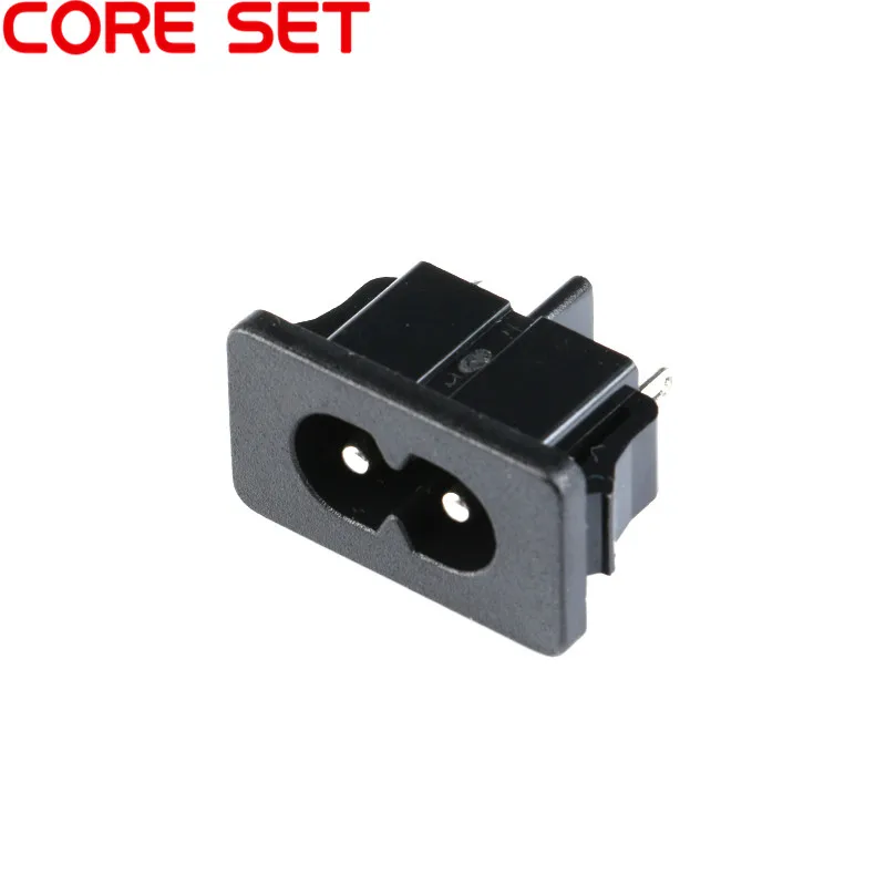 

5Pcs AC250V 2.5A IEC320 C8 Male 2 Pins Black Power Inlet Socket Panel Embedded
