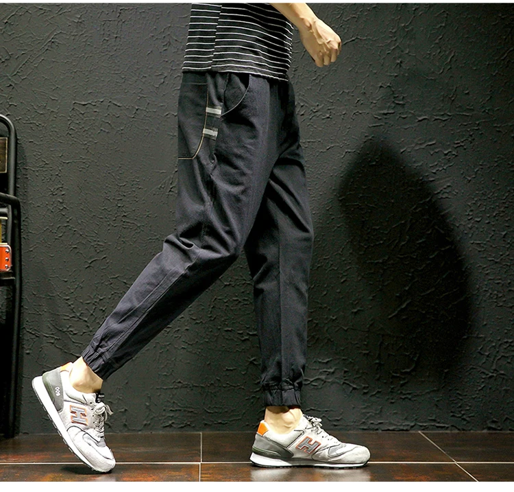 Новинка 2018 полиэстер повседневные мужские микро толстые повседневные брюки тонкие трендовые свободные мужские брюки с эластичной талией