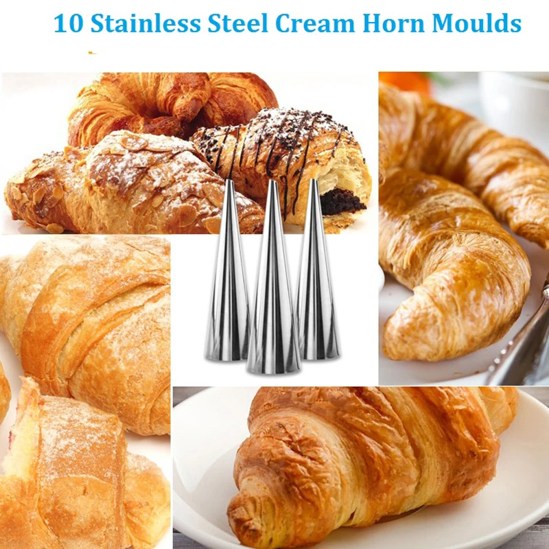2018 Baking Cream Horn Pastry Roll Molds Set Of 12 Stainless Steel