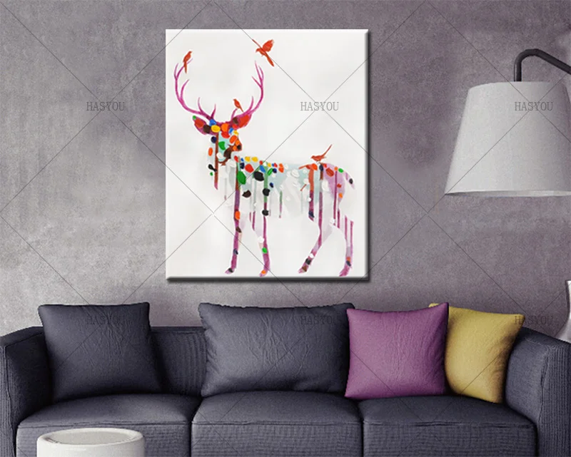 Hand-painted-Oil-Paintings-On-Canvas-Deer-Art-Modern-Abstract-Animal-Beautiful-Wild-Elk-Wall-Pictures (3)
