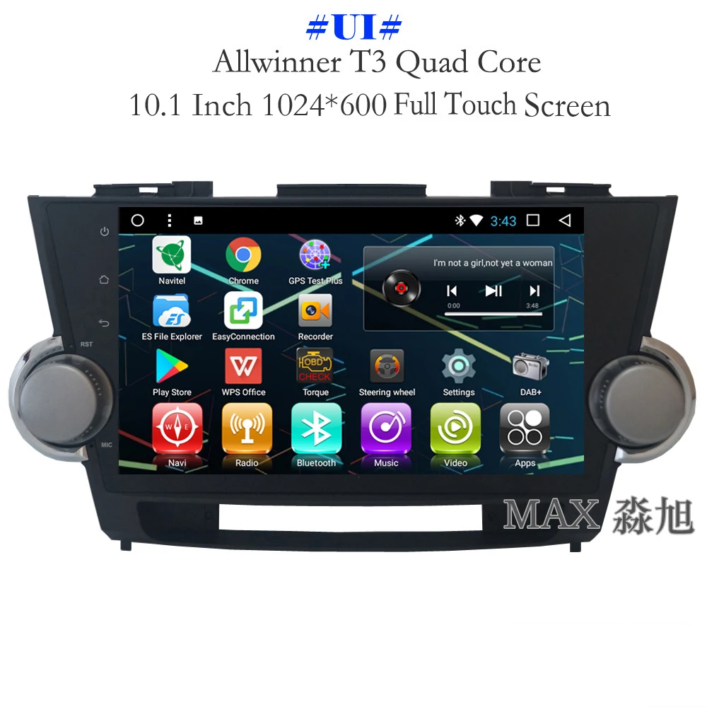 Discount MAX Android 8.1.0 Car DVD Player for Toyota highlander 2009 2010 2011 2012 2013 GPS Navigation Free Map Car Radio RDS WiFi SWC 1