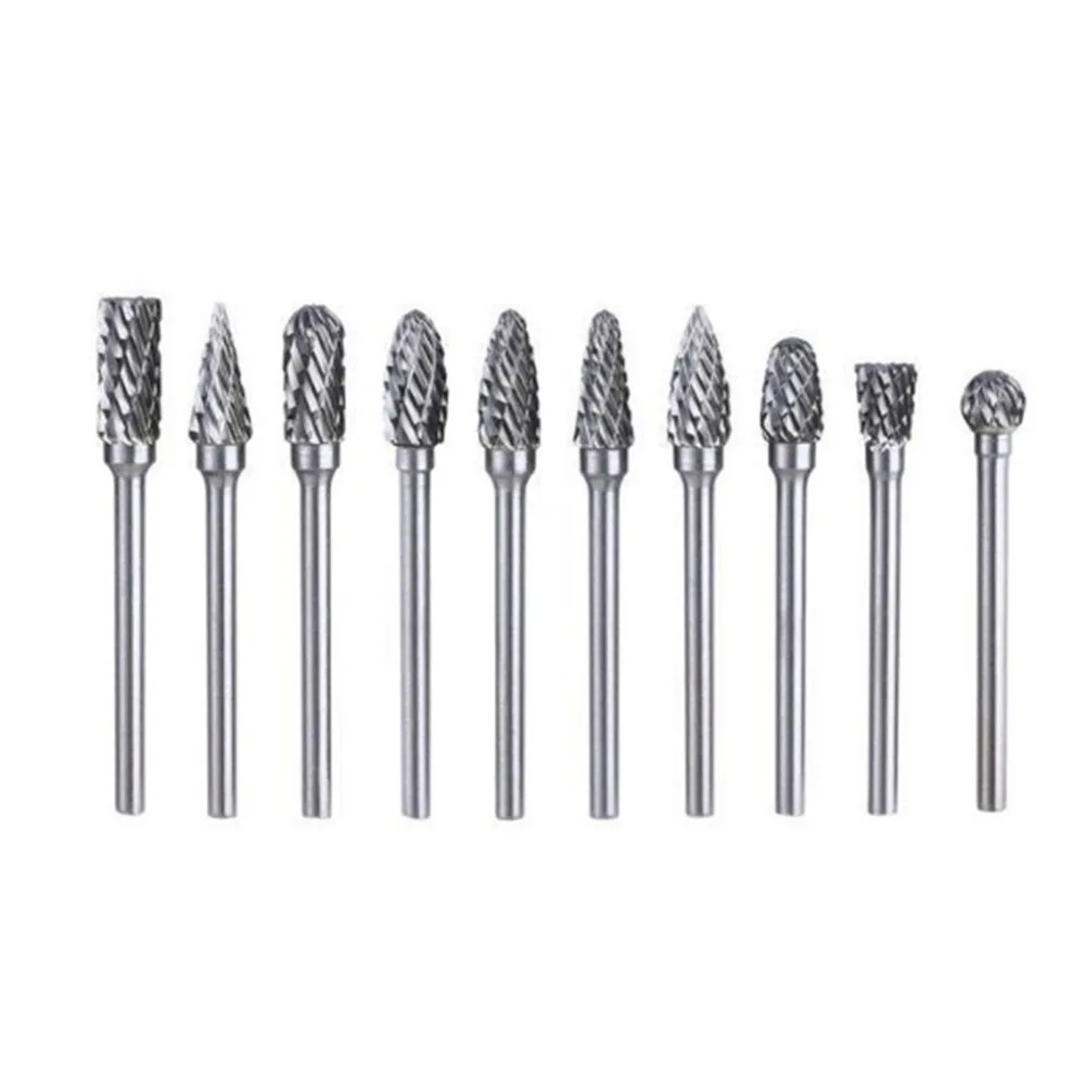 10 Piece Set Of High Speed Steel Electric Grinder Grinding Head Woodworking Rotary File Milling Cutter Carving Knife