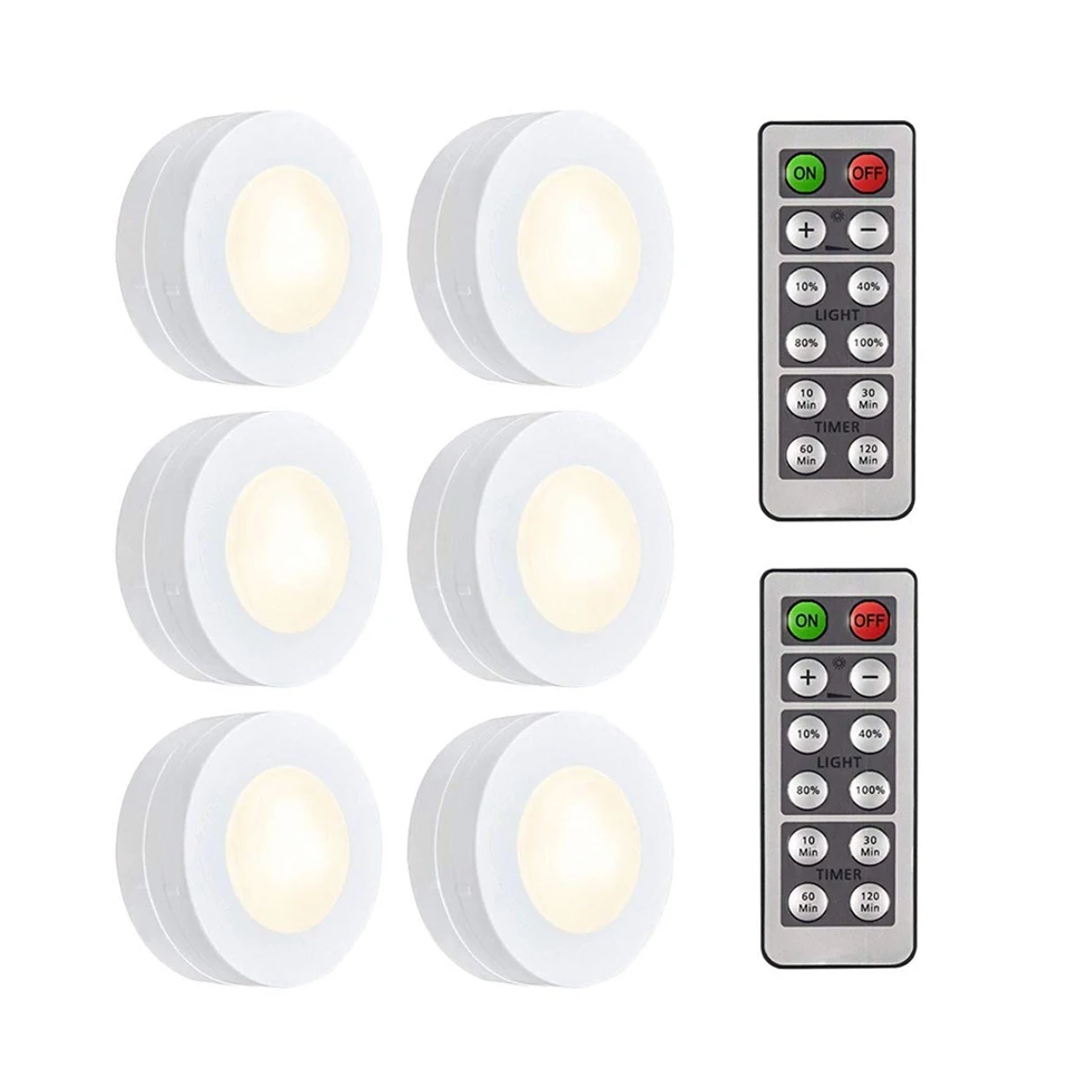 

Led Night Light With 12Keys Wireless Remote Controller Dimmable LED Puck Lights For Hallway Closet Kitchen Under Cabinets Light