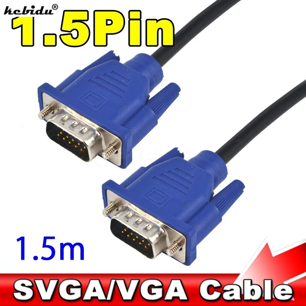 

kebidu VGA SVGA HDB15 5FT 1.4M VGA Cable Male to Male Extension Monitor Cable for PC Computre CRT LCD LED Monitor