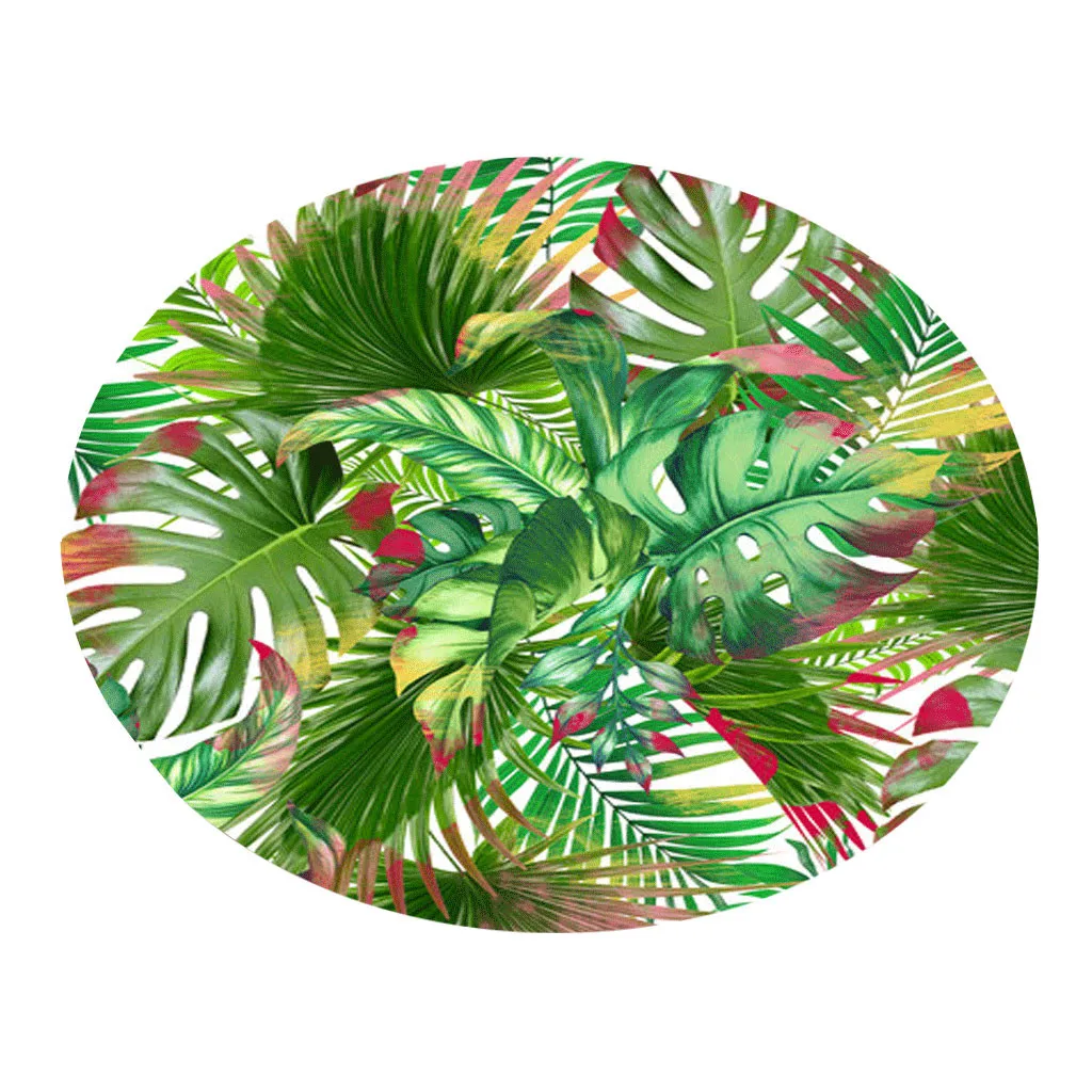 Креативный коврик для ванной с тропическими растениями и цветочными элементами, круглый ковер для ванной комнаты 60 см, коврики для спальни, прихожей