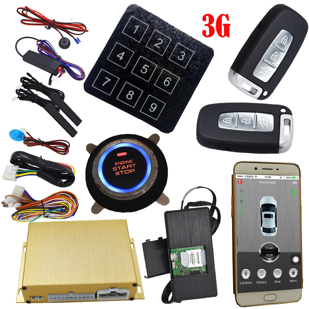 automotive gsm car alarm system with passwords touch key pad keyless