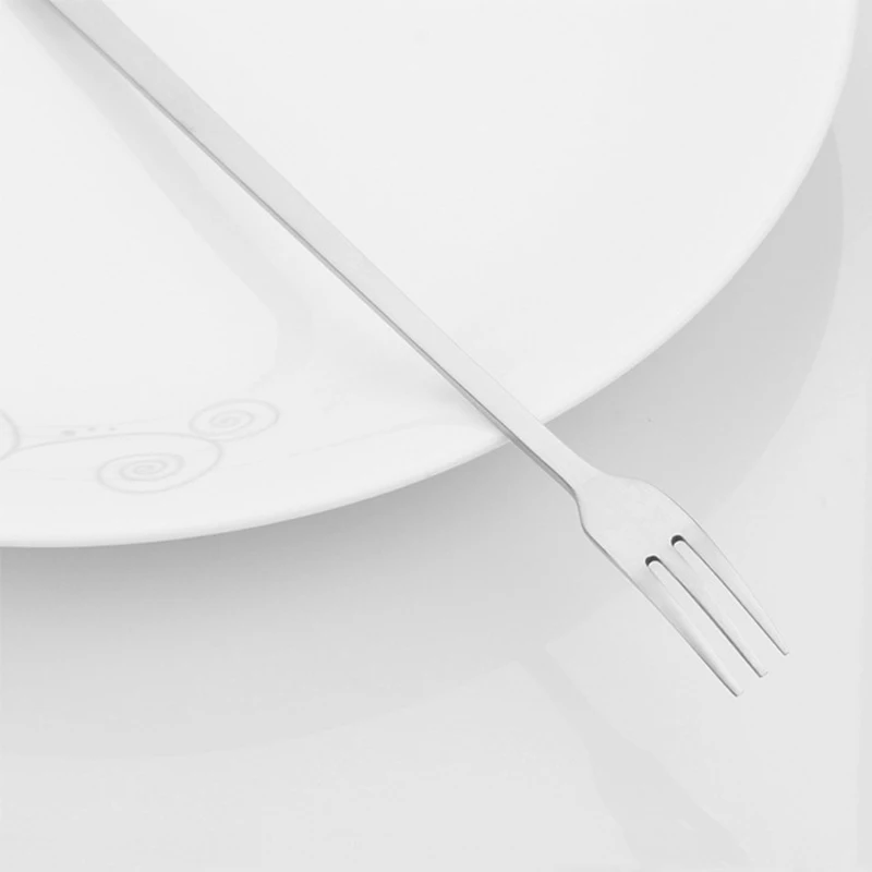 FHEAL New Heavy Long Handle Stainless Steel Cake Dessert Fruit Forks Spoon tableware Smile Face Spoons Forks Flatware (14)
