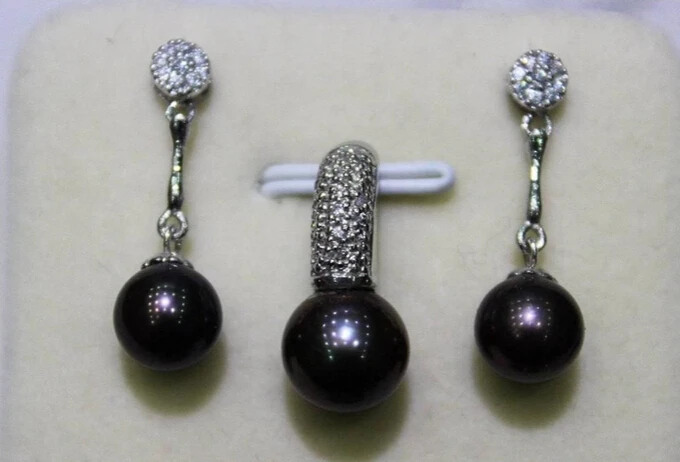 

Jewelry 00948 Purple fresh water pearl Earring 7.5-8.5mm set Alloy "Handmade