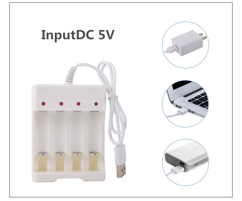 Универсальный перезаряжаемый аккумулятор быстрая зарядка адаптер USB 4 слота