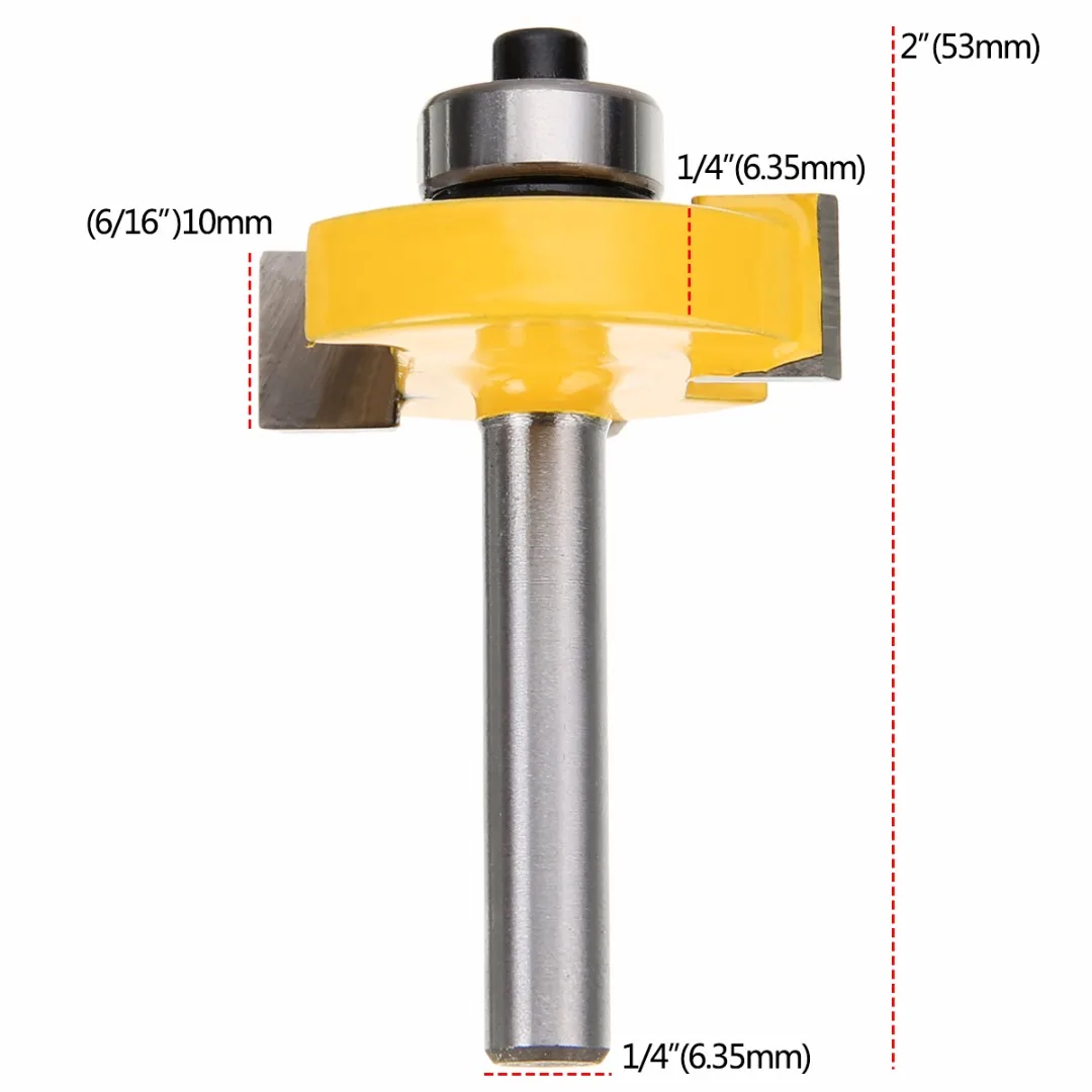 1pc 53mm Length T slot Slotting & Rabbeting Router Bit 1/4" x 3/8