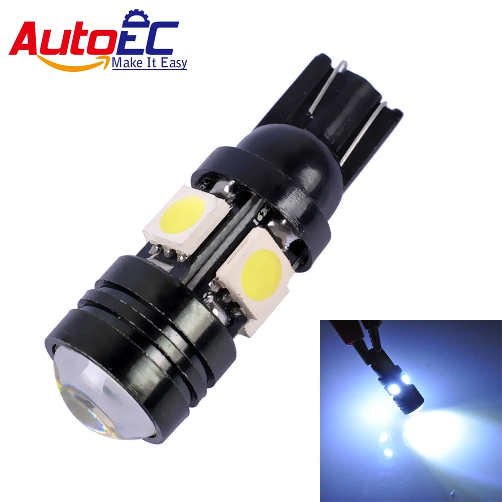 T10 5050 LED Car Auto Clearance Lights Reverse Lamp 194 168 W5W 6000K LED With Projector Lens Automobiles lamps DC12V #LB112